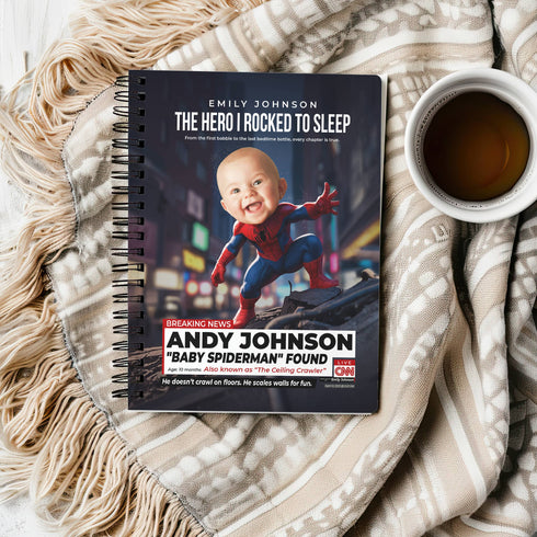 Personalized Baby Spiderman Notebook – Custom Superhero Journal with Baby Photo & Name